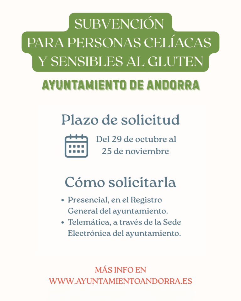 Solicitud de subvenciones para personas celíacas y sensibles al gluten del Ayuntamiento de Andorra